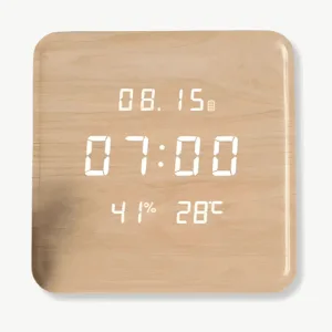 Horloge murale Digitale en Bois
