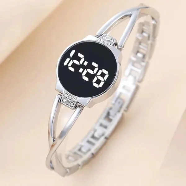 Montre Femme Élégante à LED Tactile avec Bracelet en Cuir Végétalien | Accessoire Pratique et Durable pour un Style Raffiné