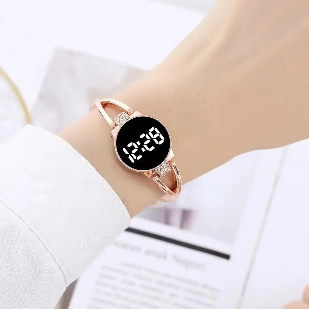Montre Femme Élégante à LED Tactile avec Bracelet en Cuir Végétalien | Accessoire Pratique et Durable pour un Style Raffiné