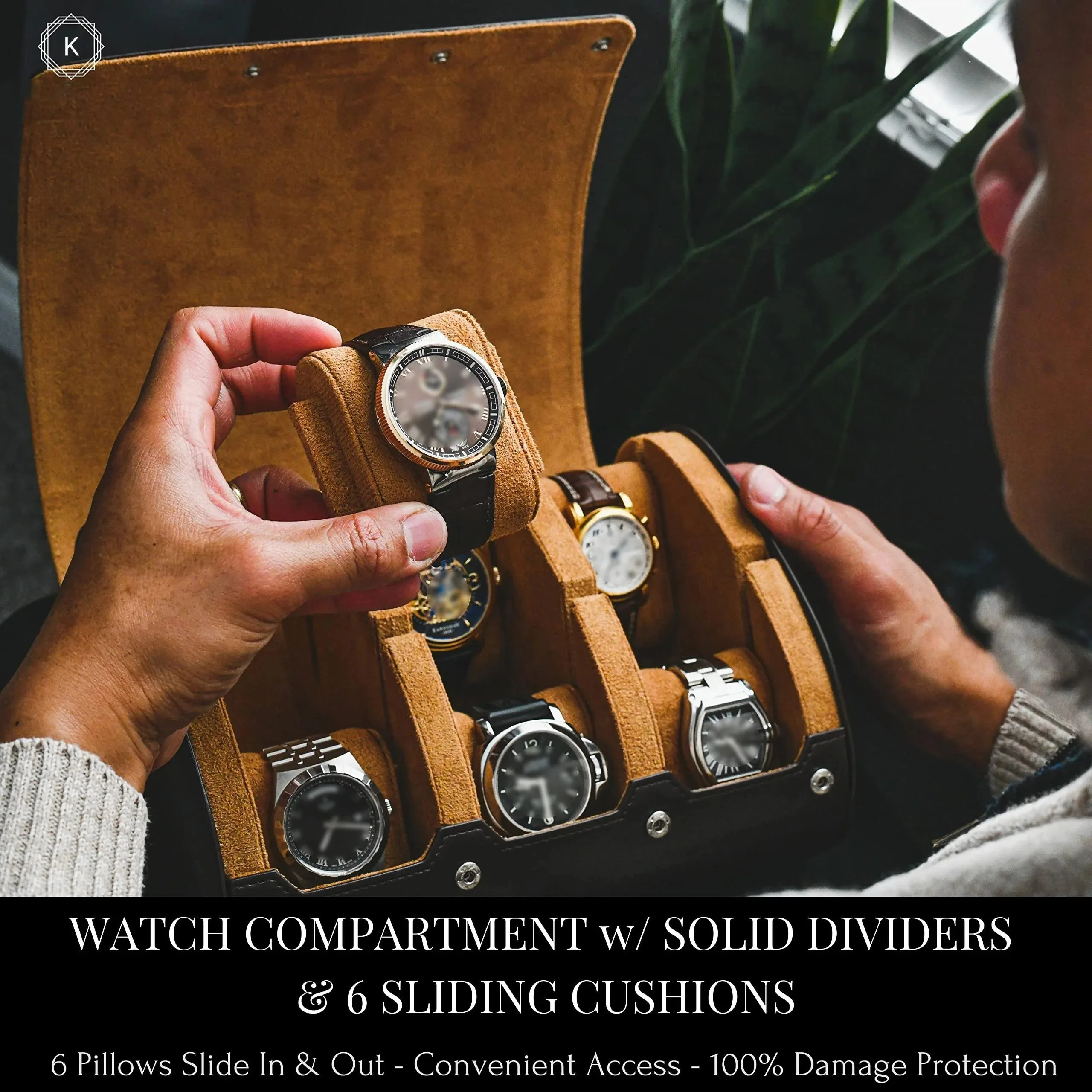 Organisateur de Montres | Étui de Voyage en Cuir PU avec 6 Fentes | Protection Optimale pour Collection de Montres