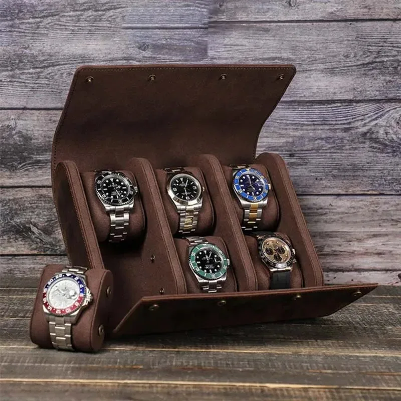Organisateur de Montres en Cuir Véritable | Boîte Élégante pour 6 Montres avec Fermeture Sécurisée pour Protection et Style