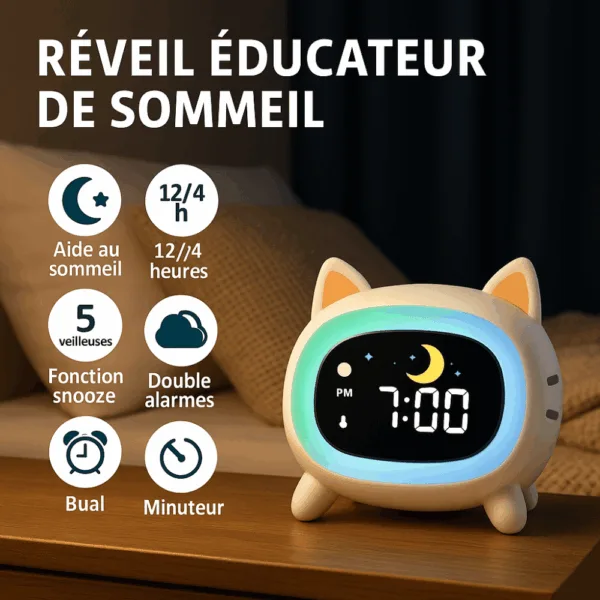 Kinderwekker slaaptrainer, schattige kat