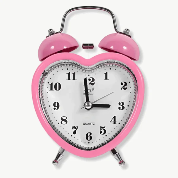 Roze wekker met hartmotief