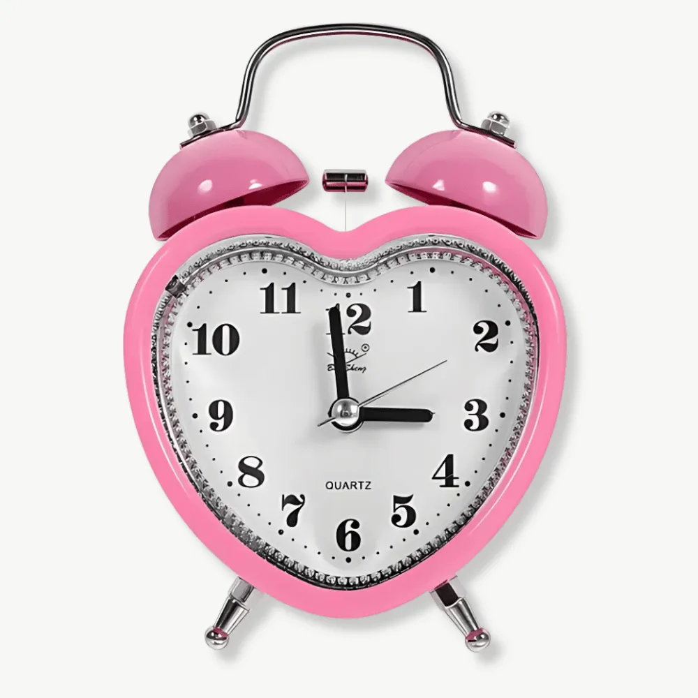Roze wekker met hartmotief