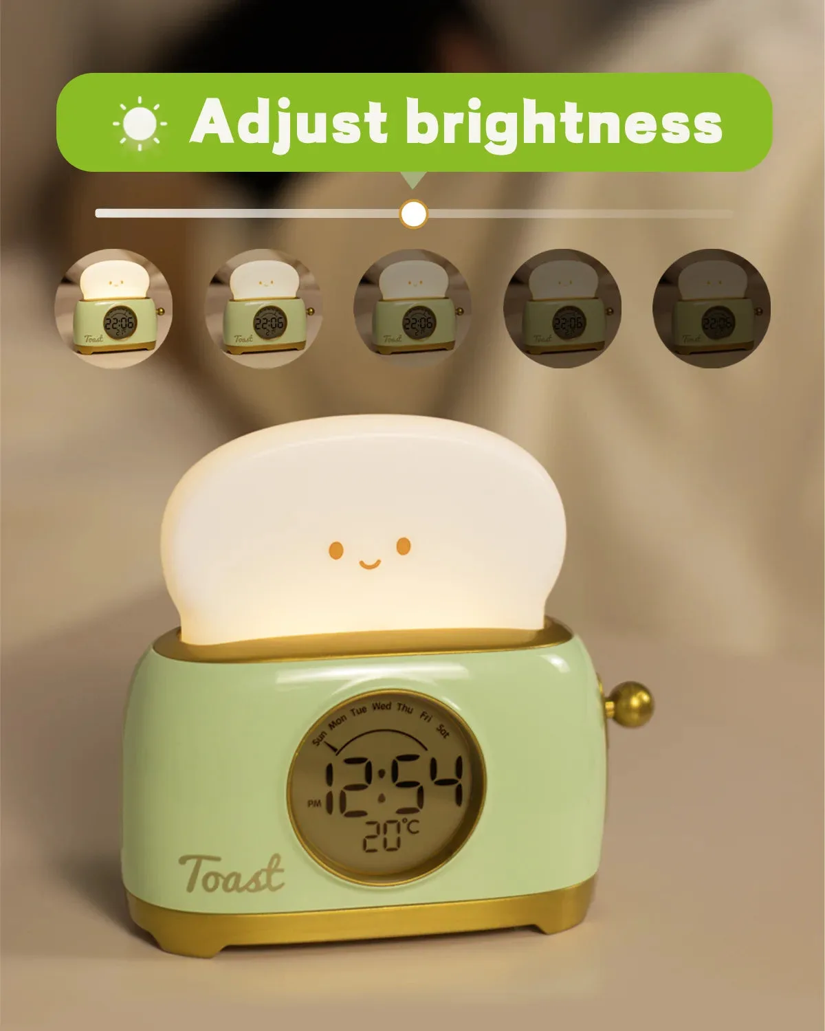 Wekker met licht, groen of geel
