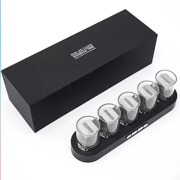 Nixie tube clock, in hout, zwart of wit