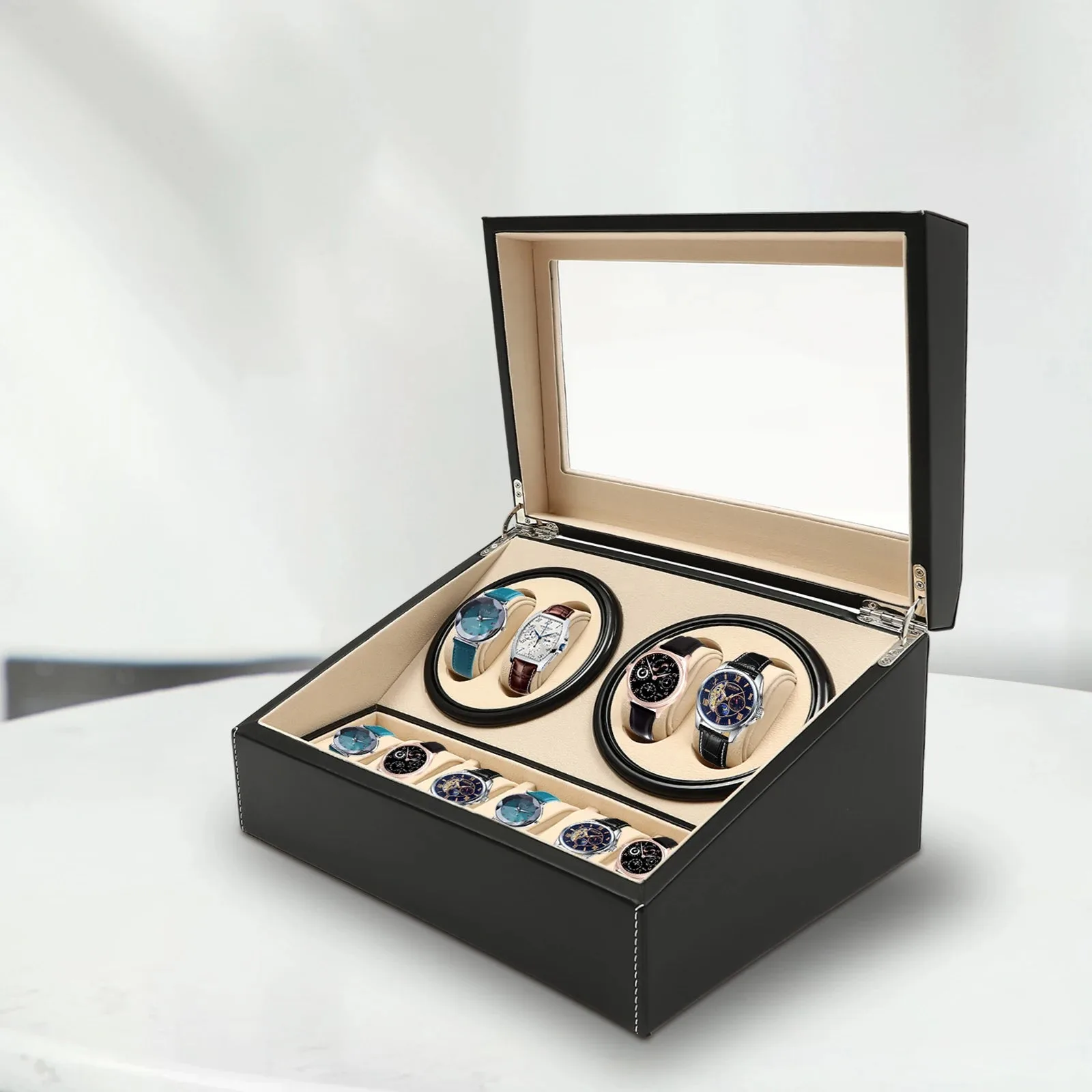 Vitrine Élégante | Boîte à Montres Automatique avec Rotation Silencieuse | Rangement Pratique pour Collectionneurs