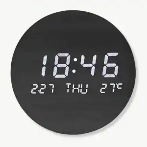 Digitale led wandklok van hout, 20 cm, zwart of bruin