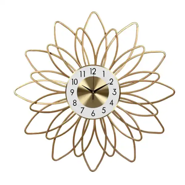 Gouden wandklok groot, met bloemdesign, foto 6