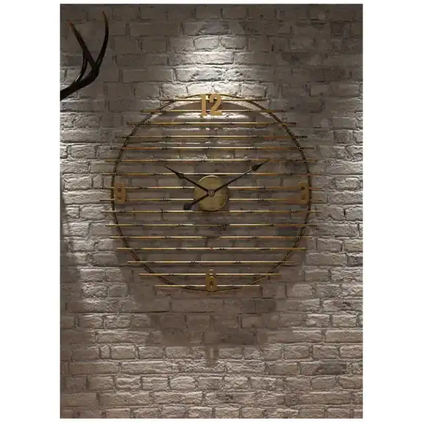 Gouden wandklok van metaal, decoratief, foto 9