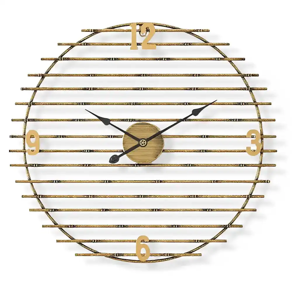 Gouden wandklok van metaal, decoratief, foto 15
