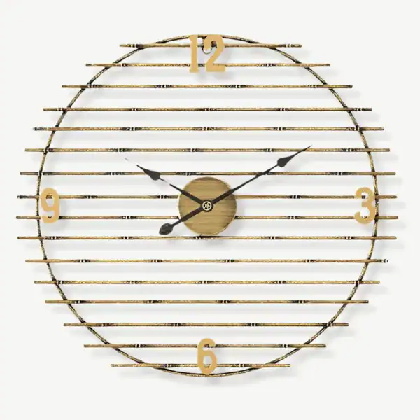 Gouden wandklok van metaal, decoratief
