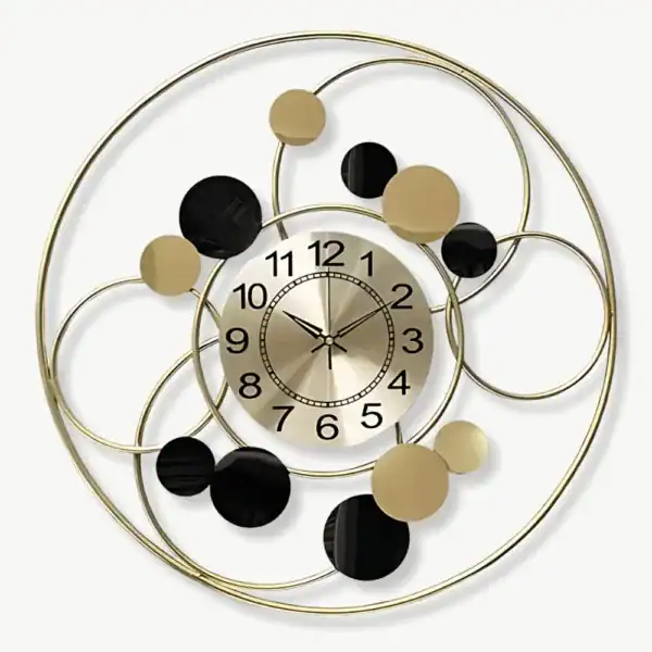 Grote gouden wandklok, cirkelvormig design