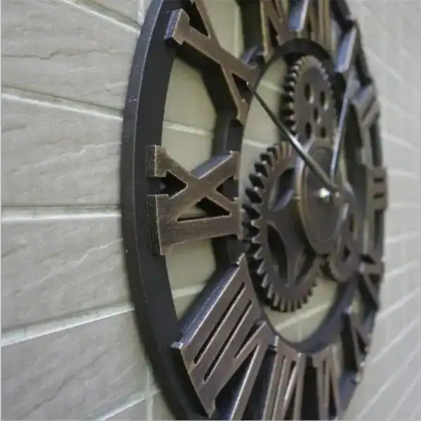 Grote opengewerkte wandklok 100 cm, brons of zilver, foto 5
