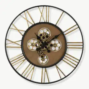 Grote wandklok met tandwielen, steampunk stijl