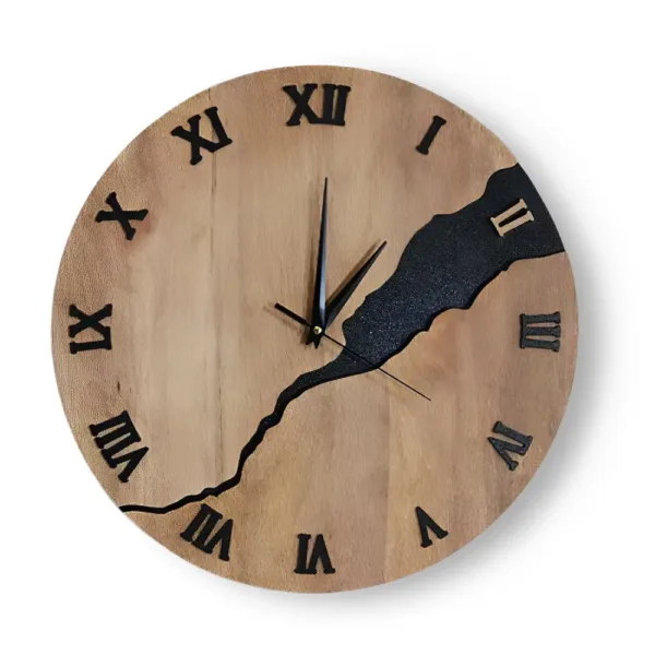 Houten design wandklok, licht of donker hout