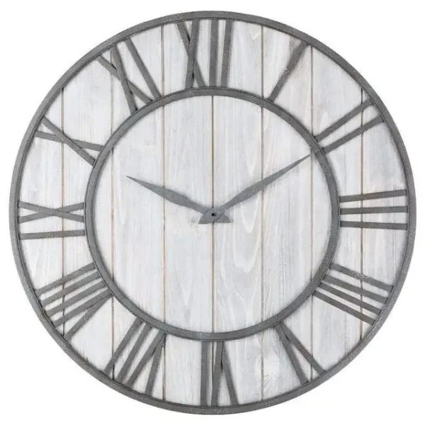 Horloge Murale Bois Métal & Chiffre romain