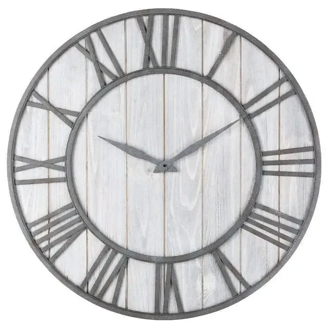 Horloge Murale Bois Métal & Chiffre romain