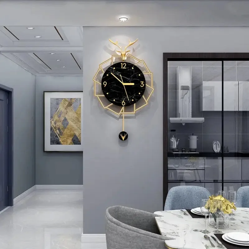 Luxe wandklok goud, met marmer