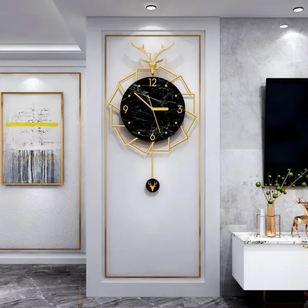 Luxe wandklok goud, met marmer