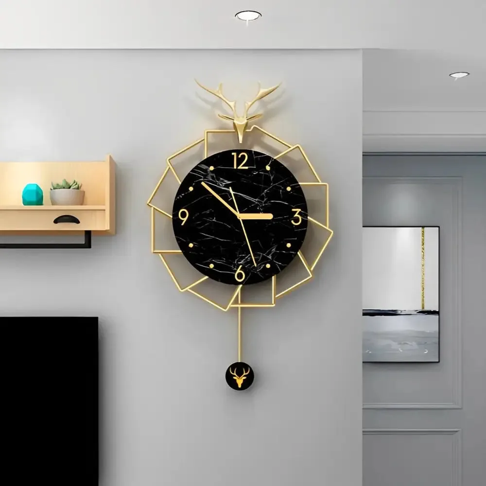 Luxe wandklok goud, met marmer