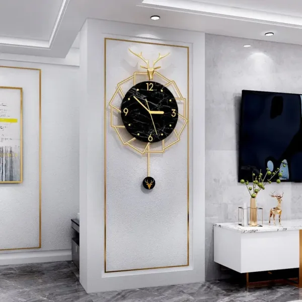 Luxe wandklok goud, met marmer