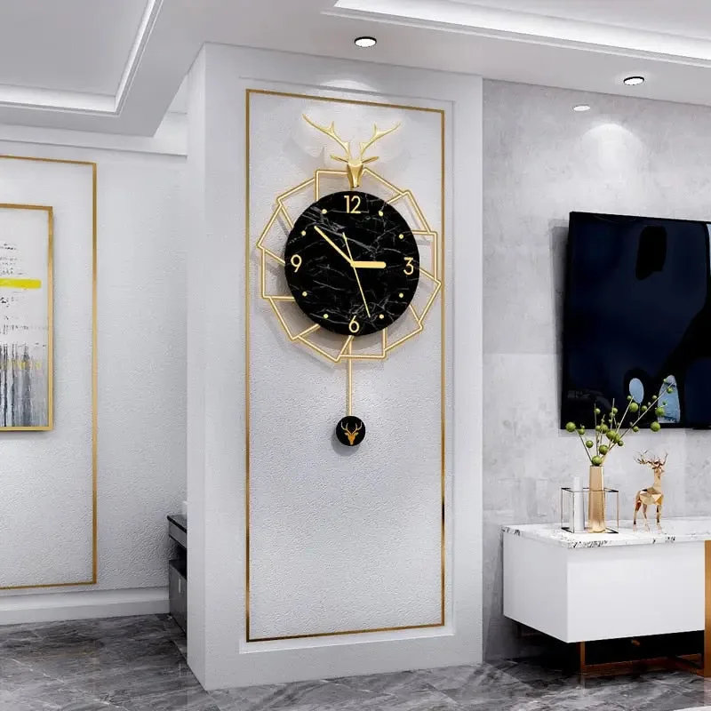 Luxe wandklok goud, met marmer
