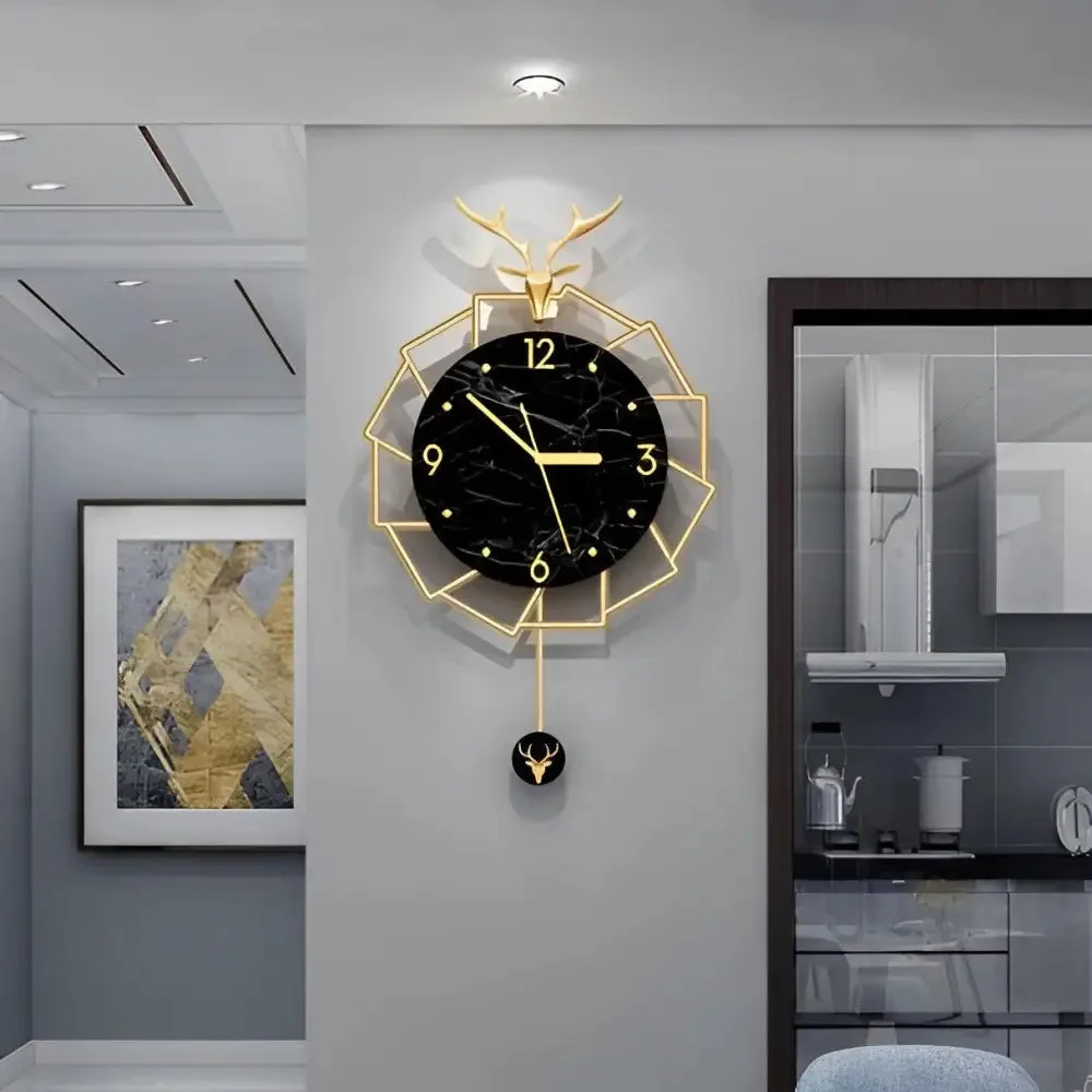 Luxe wandklok goud, met marmer