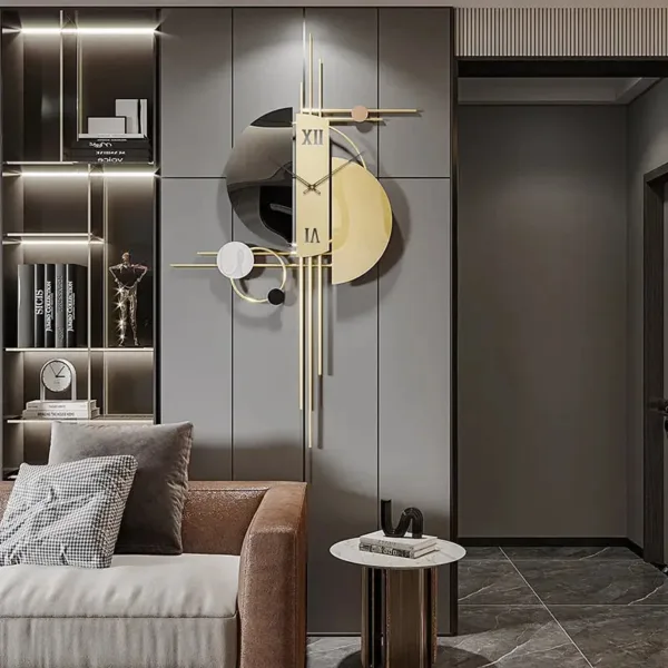 Luxe wandklok, modern met gouden randen