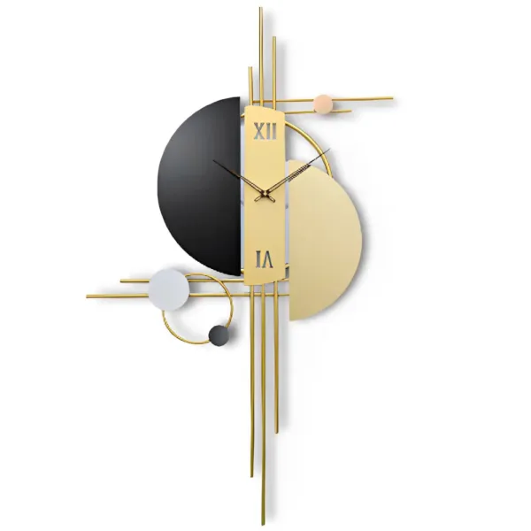 Luxe wandklok, modern met gouden randen