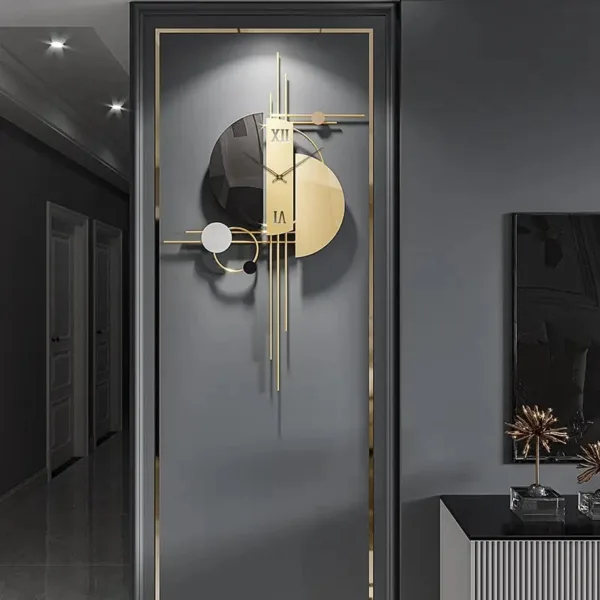 Luxe wandklok, modern met gouden randen