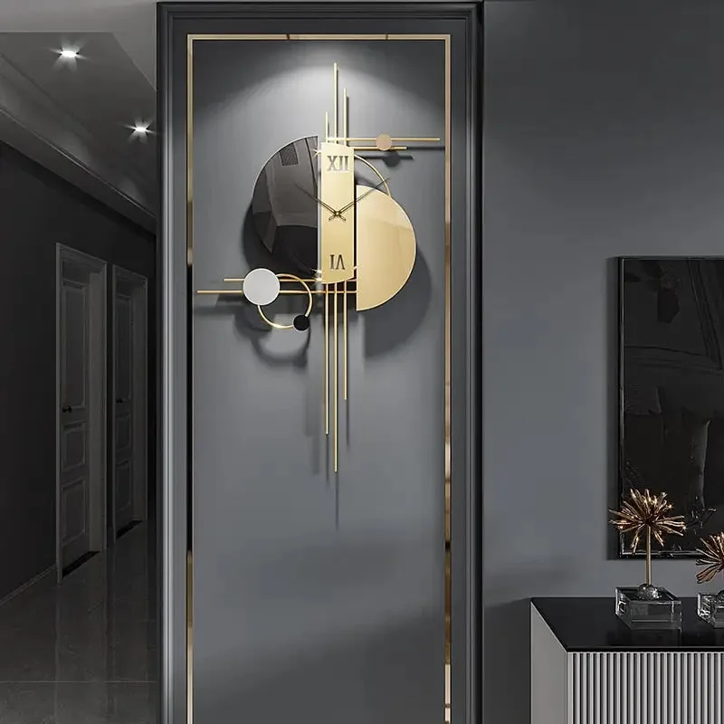 Luxe wandklok, modern met gouden randen