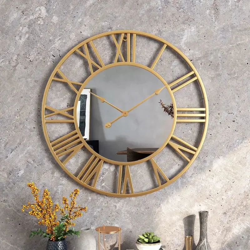 Horloge Murale Chiffre Romain & Miroir
