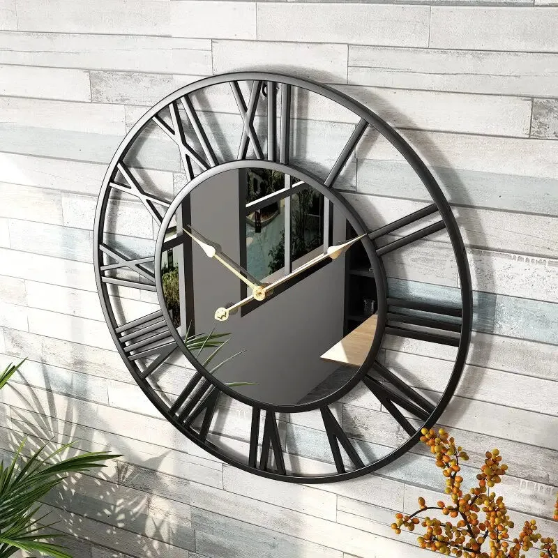 Horloge Murale Chiffre Romain & Miroir