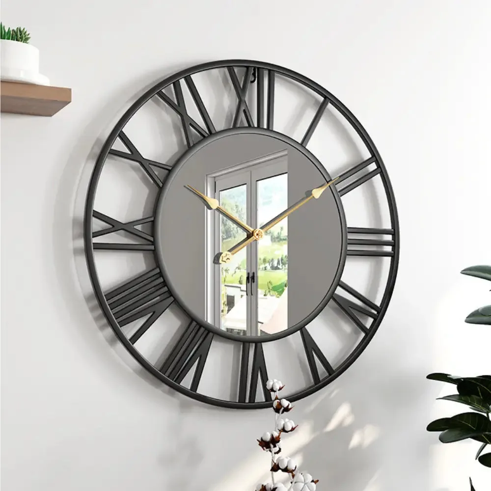Horloge Murale Chiffre Romain & Miroir