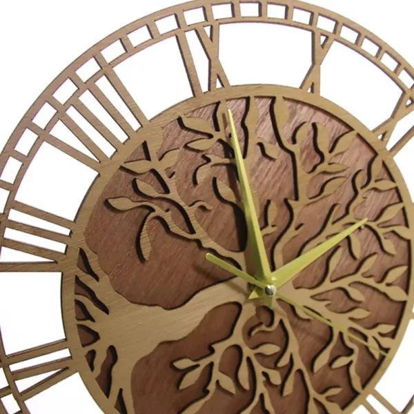 Wandklok levensboom, houten ontwerp