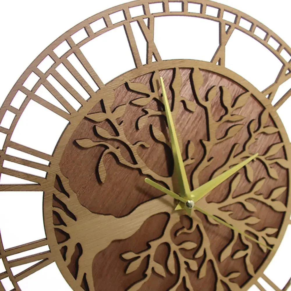 Wandklok levensboom, houten ontwerp