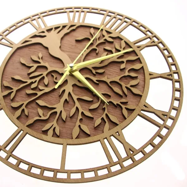 Wandklok levensboom, houten ontwerp