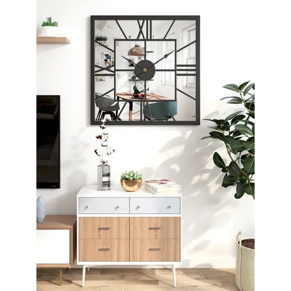 Horloge Murale Carrée Miroir