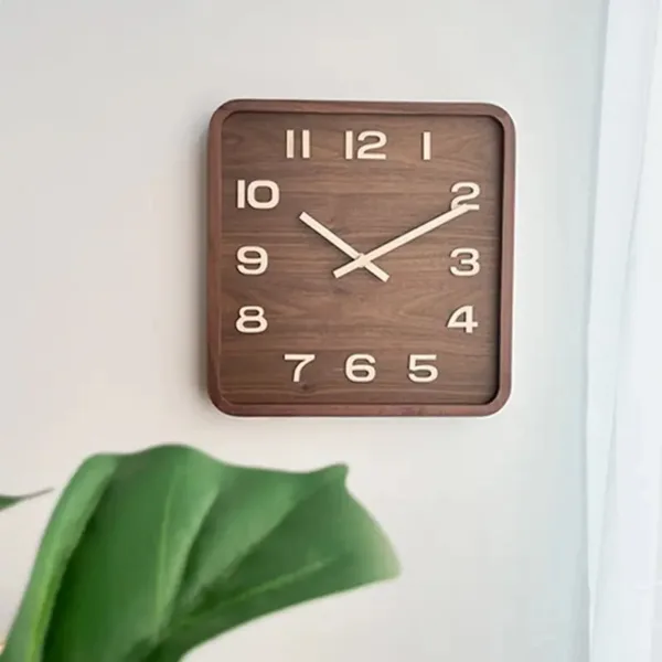 Vierkante houten wandklok, verkrijgbaar in 25 cm en 30 cm