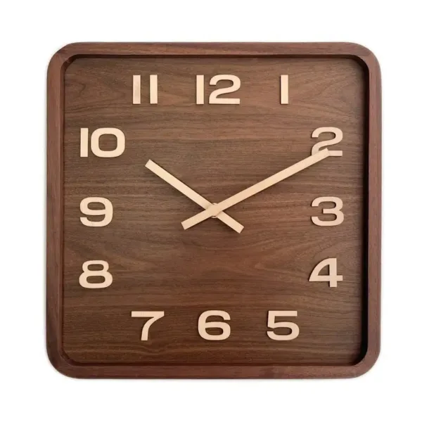 Vierkante houten wandklok, verkrijgbaar in 25 cm en 30 cm