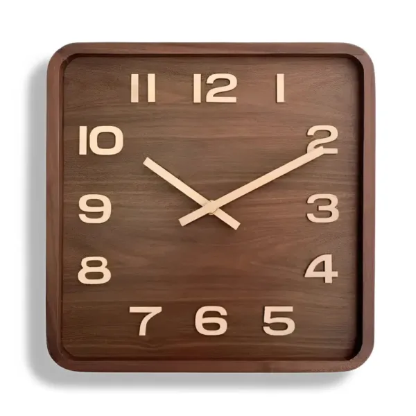 Vierkante houten wandklok, verkrijgbaar in 25 cm en 30 cm