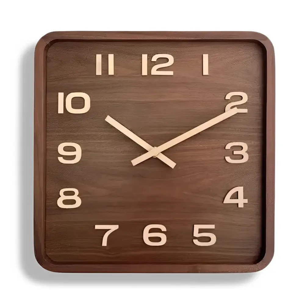 Vierkante houten wandklok, verkrijgbaar in 25 cm en 30 cm