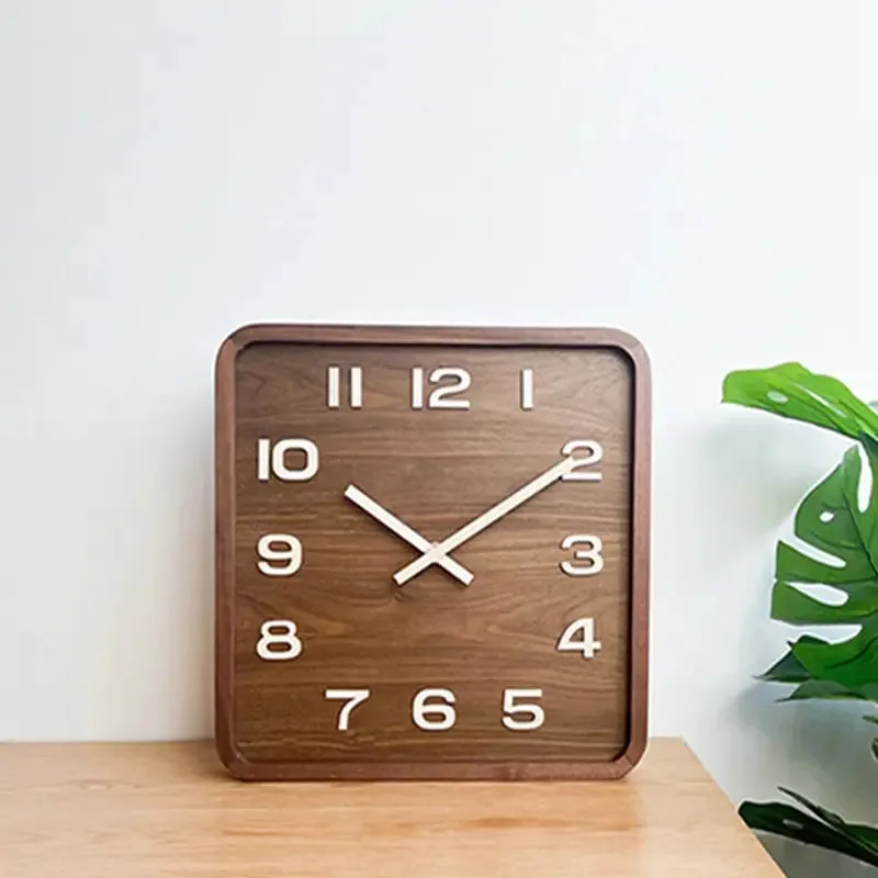 Vierkante houten wandklok, verkrijgbaar in 25 cm en 30 cm
