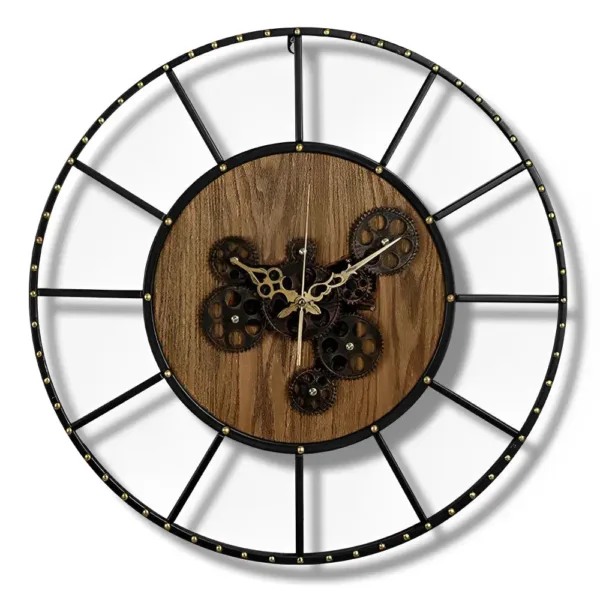 Wandklok designer, met tandwielen en industrieel design