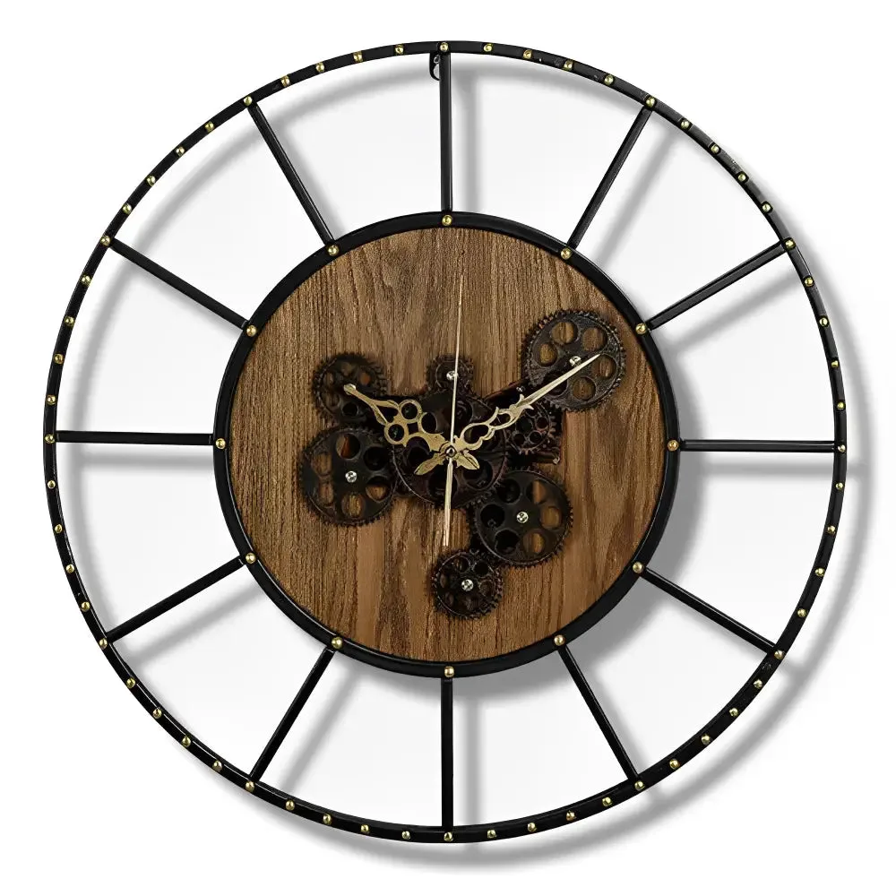 Wandklok designer, met tandwielen en industrieel design