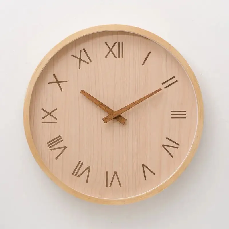 Horloge Murale Bois Design chiffre romain