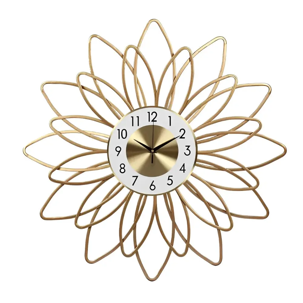 Horloge Murale Fleur Dorée Design