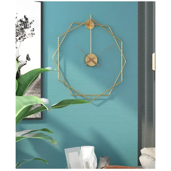 Rechthoekige moderne wandklok, goud en zwart
