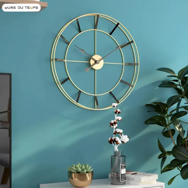 Horloge Murale Dorée Design Minimaliste